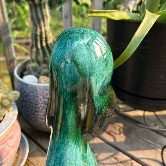 Vintage 70s Blue Mountain Pottery Green Glazed Hound Dog - Picture 8 of 16